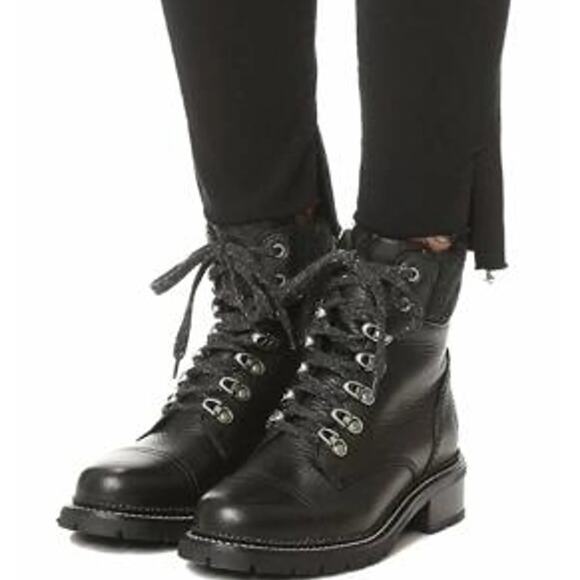 Frye Black Leather Lace up combat booties - Picture 1 of 6